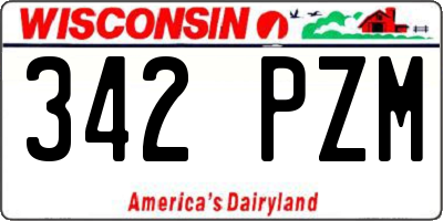 WI license plate 342PZM