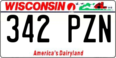 WI license plate 342PZN