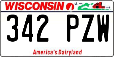 WI license plate 342PZW