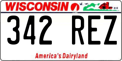 WI license plate 342REZ