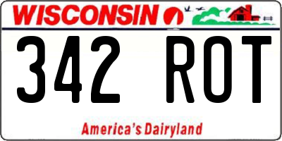 WI license plate 342ROT