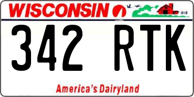 WI license plate 342RTK