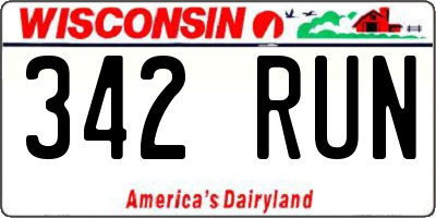 WI license plate 342RUN