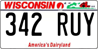WI license plate 342RUY