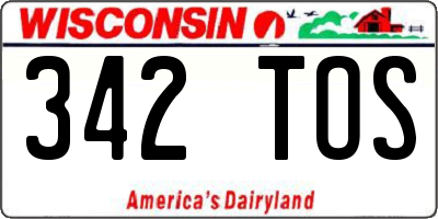 WI license plate 342TOS