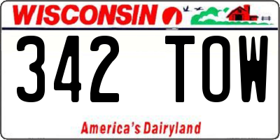 WI license plate 342TOW