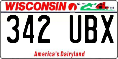 WI license plate 342UBX