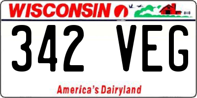 WI license plate 342VEG