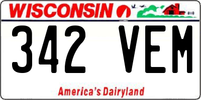 WI license plate 342VEM