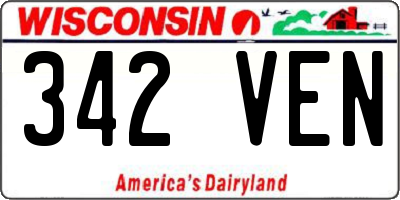 WI license plate 342VEN