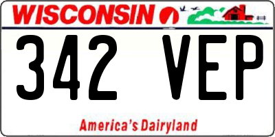 WI license plate 342VEP