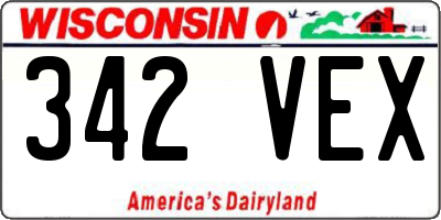 WI license plate 342VEX
