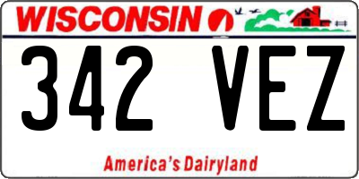WI license plate 342VEZ