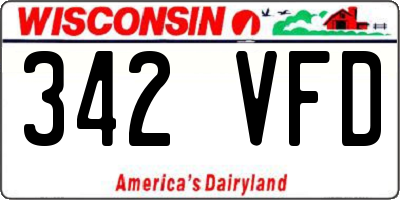 WI license plate 342VFD