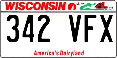 WI license plate 342VFX