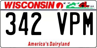 WI license plate 342VPM