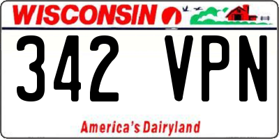 WI license plate 342VPN