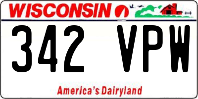 WI license plate 342VPW