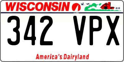 WI license plate 342VPX