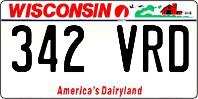 WI license plate 342VRD