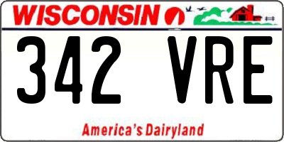 WI license plate 342VRE