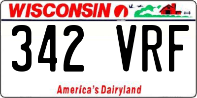 WI license plate 342VRF