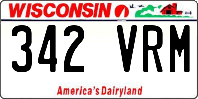 WI license plate 342VRM