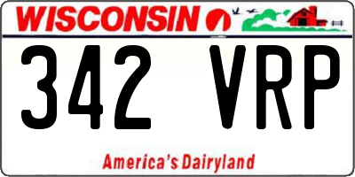 WI license plate 342VRP