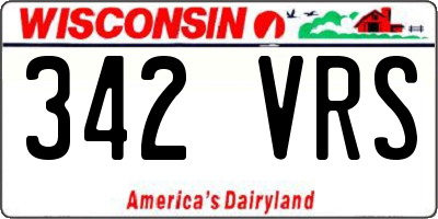 WI license plate 342VRS