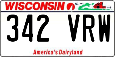 WI license plate 342VRW