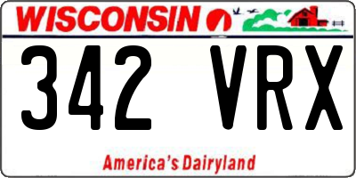 WI license plate 342VRX