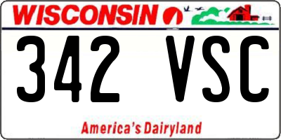 WI license plate 342VSC