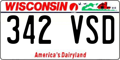 WI license plate 342VSD