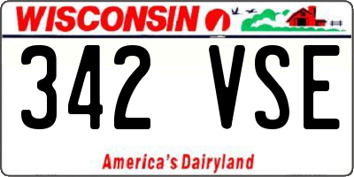 WI license plate 342VSE