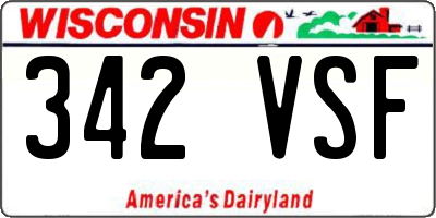 WI license plate 342VSF