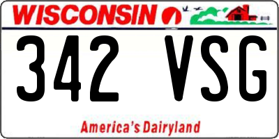 WI license plate 342VSG