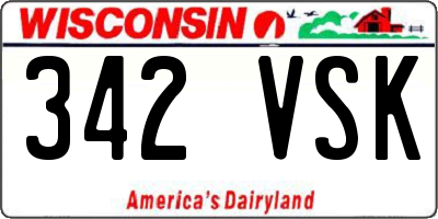 WI license plate 342VSK