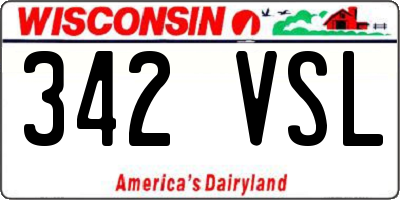 WI license plate 342VSL