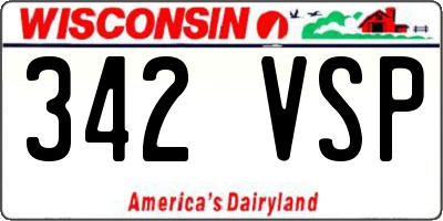 WI license plate 342VSP