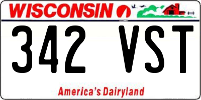 WI license plate 342VST