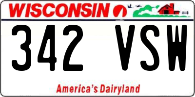 WI license plate 342VSW