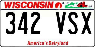 WI license plate 342VSX