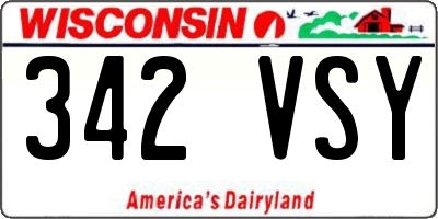 WI license plate 342VSY