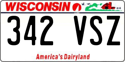 WI license plate 342VSZ