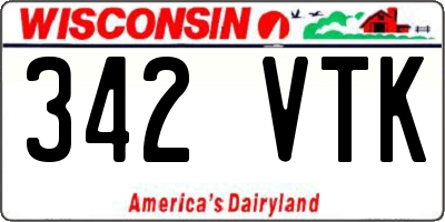 WI license plate 342VTK