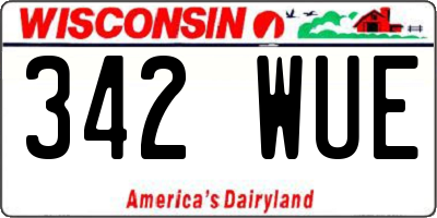 WI license plate 342WUE