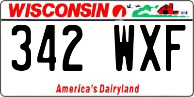 WI license plate 342WXF