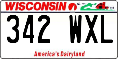 WI license plate 342WXL