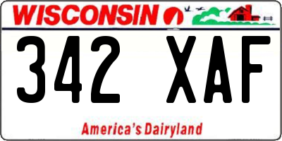 WI license plate 342XAF