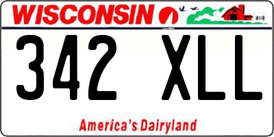 WI license plate 342XLL